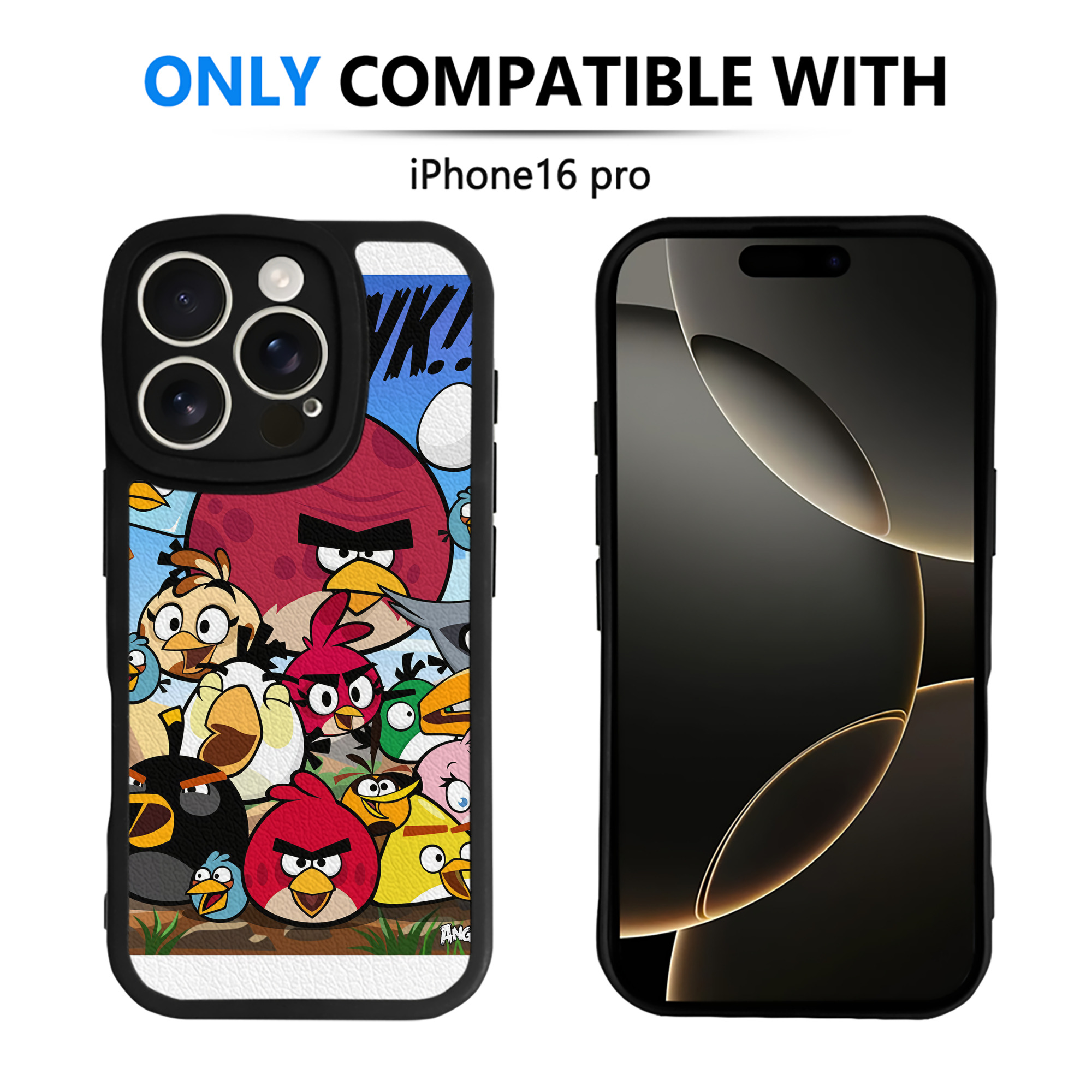（画像用） Angry Birds アングリーバード 【iPhone 16シリーズ対応】シリコンスマホケース（レザー調） 材質：シリコン